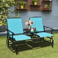 thumbnail image 2 of Costway 2 Person Outdoor Patio Double Glider Chair Loveseat Rocking Turquoise, 2 of 10