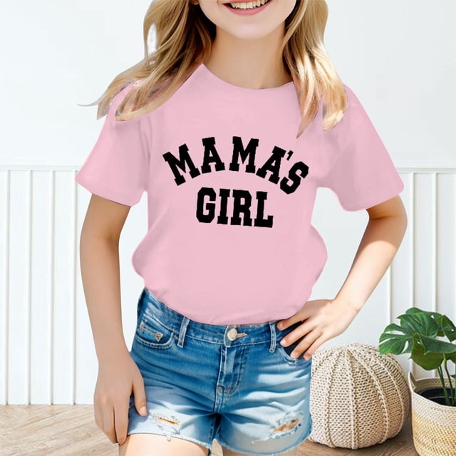 T-shirts et Chemises pour Filles Titre de Produit T-Shirt Mignon à Imprimé Graphique pour Fille Col Rond Manches Courtes pour l'Été Tenue Décontractée