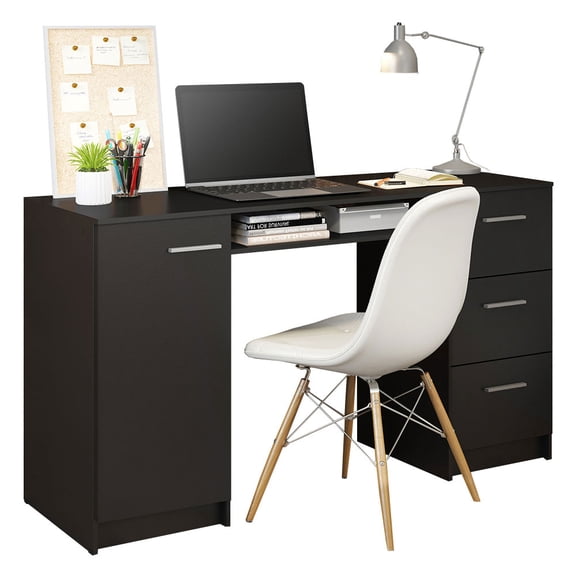 Madesa Modern Office Desk 53", Study Desk with 3 Drawers, 1 Door and 1 Storage Shelf