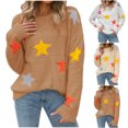 thumbnail image 1 of WRKEKC Chandail en Velours Doux pour Femmes Imprimé Étoiles Col Rond Manches Longues Décontracté Peluche Cozy Basique Hauts Chandail pour Femmes, 1 of 10