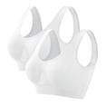 thumbnail image 1 of Xfvqtps 2PC Large Size Sports Bras for Women Mesh Hollow out Wireless Standard Strap Solid Color Elastic Pullover Comfortable Breathable Yoga Bra White*2, 1 of 3