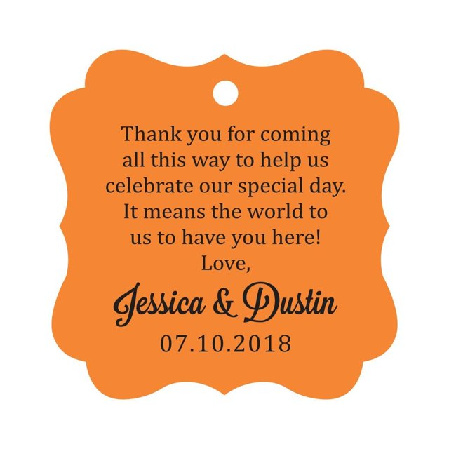Darling Souvenir Custom Wedding Thank You Message Gift Tags Personalized Party Favor Hang Paper Tags-Orange-100 Tags