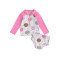 thumbnail image 1 of Gupgi Summer Kid Girls Swimsuit 2 Piece Quick Dry Rash Guard Set 0-5Y Long Sleeve Shell Print Patchwork Zipper Tops Bottoms, 1 of 1