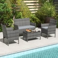 thumbnail image 1 of Costway 4 PCS Patio Furniture Set with Washable Cushions and Tempered Glass Coffee Table Gray, 1 of 9
