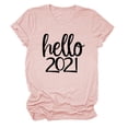 thumbnail image 1 of Hauts d'Été Grande Taille pour Femmes, Hauts Tendance pour Femmes 2021, T-Shirt à Col Rond à Manches Courtes avec Imprimé de Lettres, Blouse Décontractée Basique, T-Shirt à Col en V pour Femme en Liquidation, 1 of 2