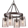 thumbnail image 1 of Beaumont Lane 4 Light Frosted Amber Glass Chandelier in Rubbed Bronze, 1 of 5