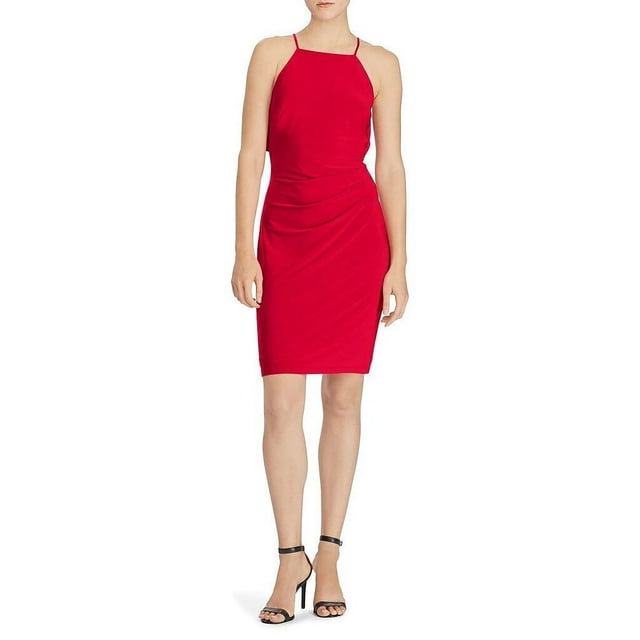 Lauren Ralph Lauren Robe en Jersey à Bretelles Spaghetti à Volants au Dos pour Femme Rouge Taille 14 156 $