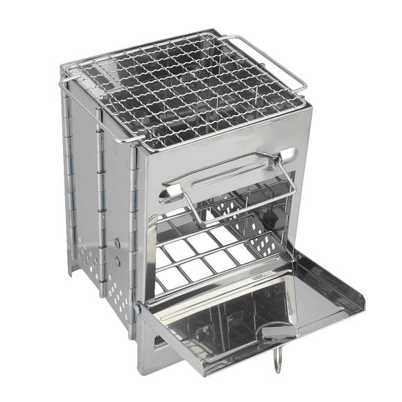 Poêle Pliant, avec Plaque en Forme de Grille Poêle à Bois de Camping, pour la Cuisson en Camping