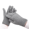 thumbnail image 2 of Gray Gloves Mittens Winter Mens Warm and Thick Cold Proof Solid Color Screen Gloves, 2 of 4