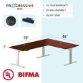 thumbnail image 2 of PROGRESSIVE DESK L en Forme de Bureau Debout 78 "x48", Coin 3 Hauteur de Scène Réglable Bureau Exécutif Électrique - Noyer Rôti, Cadre White, 2 of 9