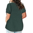 thumbnail image 3 of Plebaso 2 Pack Hauts Grande Taille pour Femmes Col en V Manches Courtes Tee Tops Blouses Décontractées Confortables pour Femmes, 3 of 4