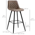 thumbnail image 3 of HOMCOM Bar Stools Set of 2, Counter Height, 27.25" Kitchen Stools, Brown, 3 of 10