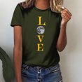 thumbnail image 2 of Penkiiy T-Shirt Musulman Ramadan pour Femmes T-Shirts Graphiques Mignons pour Femmes Col Rond Manches Courtes Imprimé Lune T-Shirt Décontracté 3TG Vert Armée, 2 of 6