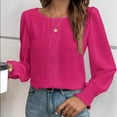 thumbnail image 1 of RXIRUCGD Haut/chemise Décontracté pour Femmes Couleur Unie Patchwork en Dentelle Manches Longues Col Rond, Rouge, Taille : S, 1 of 5