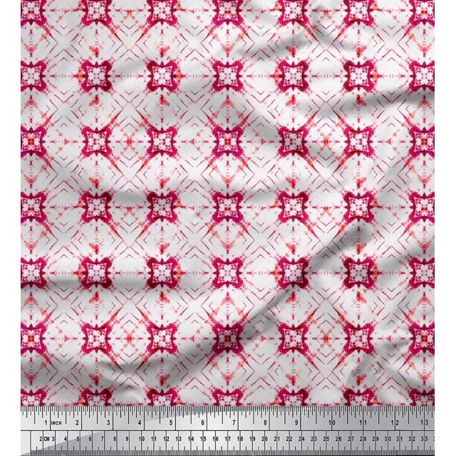 Soimoi Modal Satin Fabric Check Tie-Dye Fabric Prints By Yard 42 Inch Wide