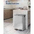thumbnail image 2 of Garvee Dual Compartment Kitchen Trash Can Stainless Steel - Step-On Double Garbage & Recycling Bin - Soft-Close Lid, Removable Buckets, Hands-Free - Silver, 2x30L, 2 of 6