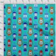 thumbnail image 4 of oneOone Tissu Polyester Lycra Turquoise Bleu Lanterne Rétro Projets de Couture Tissu Imprimé au Mètre 56 Pouces de Large, 4 of 5