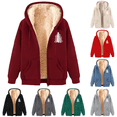 thumbnail image 1 of LOVZFMLL Winter Jackets for Women Fashionable Printed Fleece Hooded Sweatshirt Jacket, 1 of 4