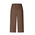 thumbnail image 4 of Plebaso Capri Pants for Women Drawstring Cropped Wide Leg Pants Lightweight Lounge Yoga Capris with Pockets, 4 of 7
