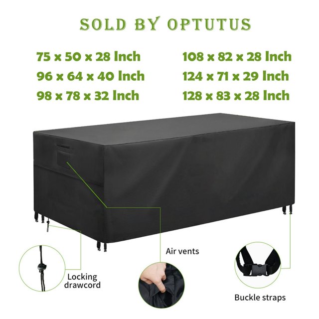 Rectangular Patio Table Cover -600D Heavy Duty Large Waterproof Table Cover -75” Patio Sofa Set Covers Tea Table Cover Dining Table Cover Black,128"x83"x28"