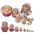 thumbnail image 1 of Russian Hand Painted Doll Fuchsia Matryoshka Nesting Dolls 10pcs, 1 of 8