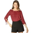 thumbnail image 2 of INSPIRE CHIC Blouse à Pois d'Été Transparente pour Femme à Col Volanté, Manches Mi-Longues, 2 of 4