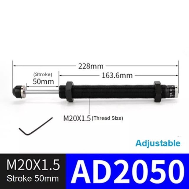 Bgsha Hydraulic Shock Absorber Hydraulic Buffer Damper Hydraulic Damper Oil Pressure Buffer Damper Cylinder Spring Adjustable AC0806/2020/1008 Accessories