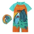thumbnail image 1 of TBWNWG Dinosaur Themed Piece Zipper Swimsuit With Matching Hat Rash Guard For Toddler Kids Surfing And Swimming, 1 of 8
