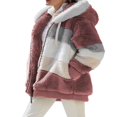 thumbnail image 2 of Women Fuzzy Fleece Hooded Coat Open Front Color Block Fluffy Hoodies Jacket Outwear with Pockets, 2 of 4