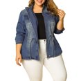 thumbnail image 2 of GRACE & GRANDEUR Women's Plus Size Stand Collar Zipper Denim Jacket, 2 of 8