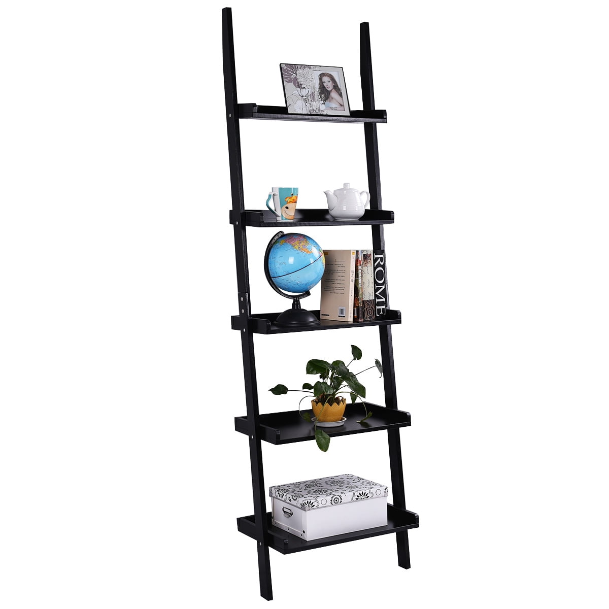 Patiojoy 5 Layers Display Shelves Bookcase Shelving Unit Storage Wall Stand  Black