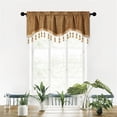 thumbnail image 1 of ZENGHUIJ Elegant Fringed Window Curtains Patterned Rod Panels Stylish Short Drapes For Home Decor, 1 of 6