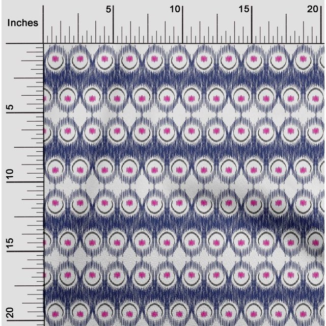 oneOone Georgette Viscose Fabric Peacock Feather Ikat Print Sewing Fabric BTY 42 Inch Wide