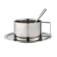 thumbnail image 4 of veasfak Coffee Mug Set with Plate and Spoon Stainless Steel for Cafe Camping Kitchen 200ML Set, 4 of 9