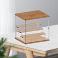 thumbnail image 4 of Transparent Large Acrylic Display Case Perfume Dolls Figure Model Toys Wood Base 4 Ladder, 4 of 8