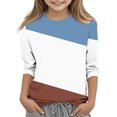 thumbnail image 1 of MeetoTime T-Shirt à Manches 3/4 Rayé Imprimé pour Enfants Col Rond Décontracté Ample Blouses pour Garçons Filles 3-12 Ans, 1 of 4