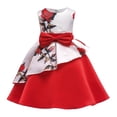thumbnail image 1 of Penkiiy Robes pour Filles, Robes en Tulle pour Tout-Petites, Imprimé de Fleurs, Nœud, Volants, Robe de Fête d'Anniversaire, Longues Robes, Robes de Fête Rouges, Robes de Mariage pour 3-4 Ans, 1 of 5
