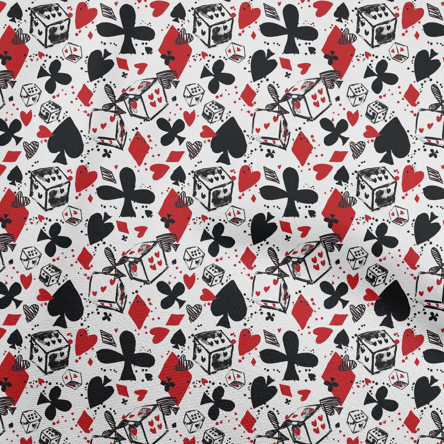 oneOone Cotton Flex Red Fabric Poker Card Sewing Craft Projects Fabric Prints By Yard 40 Inch Wide