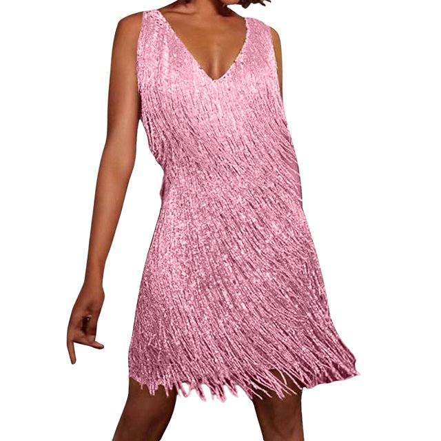 Robe à Franges 2025 Ocre Disco Robe Femme Années 70 Femmes Années 1920 Robes d'Été Décontractées Mini