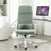 High Back Home Office Task Chair, Breathable Executive Swivel Computer Chair Comfy Mesh Desk Chair with Thick Padded Seat, Headrest and Movable Waist Cushion