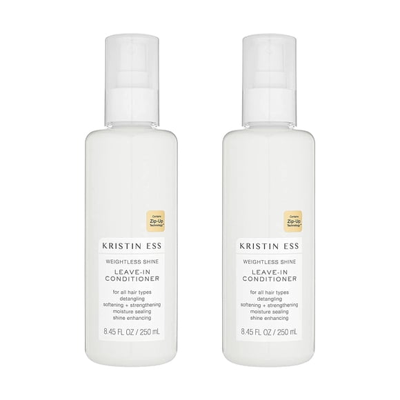Kristin Ess Hair Weightless Shine Leave-In Conditioner Spray for Dry Damaged Hair, Detangler Spray, Softening + Strengthening, Moisture Sealing, Paraben and Phthalate Free, 8.45 fl. oz. - Pack of 2
