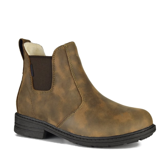 Comfy Moda Legend II Women's Waterproof Leather Wool Lined Chelsea Winter Boots, Rustic Brown, Size 6