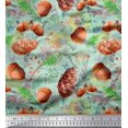 thumbnail image 1 of Soimoi Green polyester Georgette Fabric Apricot, & Oaknut Fruits Print Fabric by Yard 42 Inch Wide, 1 of 1