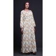 thumbnail image 4 of Bimba Robe Maxi à Manches Longues pour Femmes en Georgette Mousse Imprimée de Plumes d'Aigle, Taille Élastique - Moyen, 4 of 5