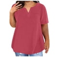 thumbnail image 1 of asjyhkr Plus Size Womens Summer Tops Short Sleeve T Shirts Loose Stretch Soft Comfy Tees Solid Basic Blouses, 1 of 6