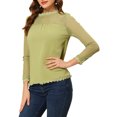 thumbnail image 4 of INSPIRE CHIC Blouses Décontractées pour Femmes à Col Rond en Dentelle Florale à Manches Longues en Chiffon Hauts S Vert Pois, 4 of 6