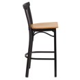 thumbnail image 2 of HERCULES Series Black Two-Slat Ladder Back Metal Restaurant Barstool - Natural Wood Seat, 2 of 6