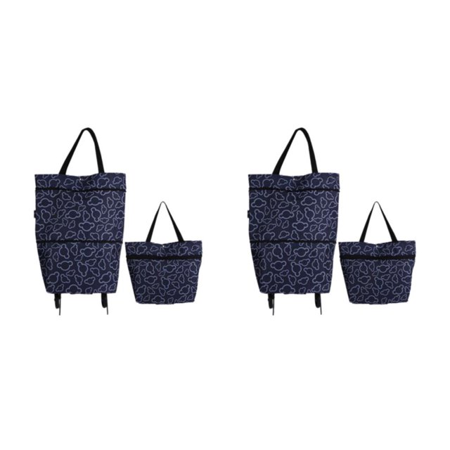 mmirethe Sac de Magasinage avec Roues Magasinage Sans Effort Fabriqué Simple Tissu Sac de Magasinage Multifonction Sacs de Magasinage Pliants Mickey Fleur Noire 2 Ensembles