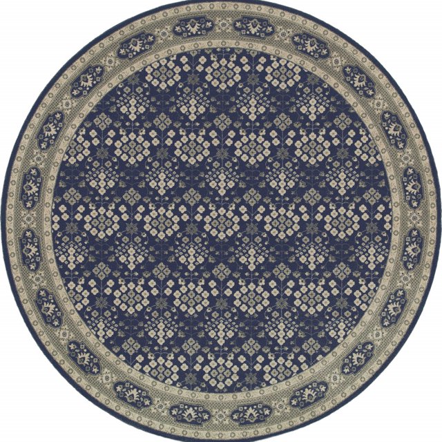 homeroots Décoration Intérieure 388745 Tapis Rond 8 Pieds Marine et Gris Floral