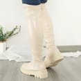thumbnail image 5 of B91xZ Bottes Hauteur Genou Femmes Mollet Grand Femmes Fermeture Éclair Bout Rond Talon Bloc à Lacets Bottes à Talons, Beige 8, 5 of 5